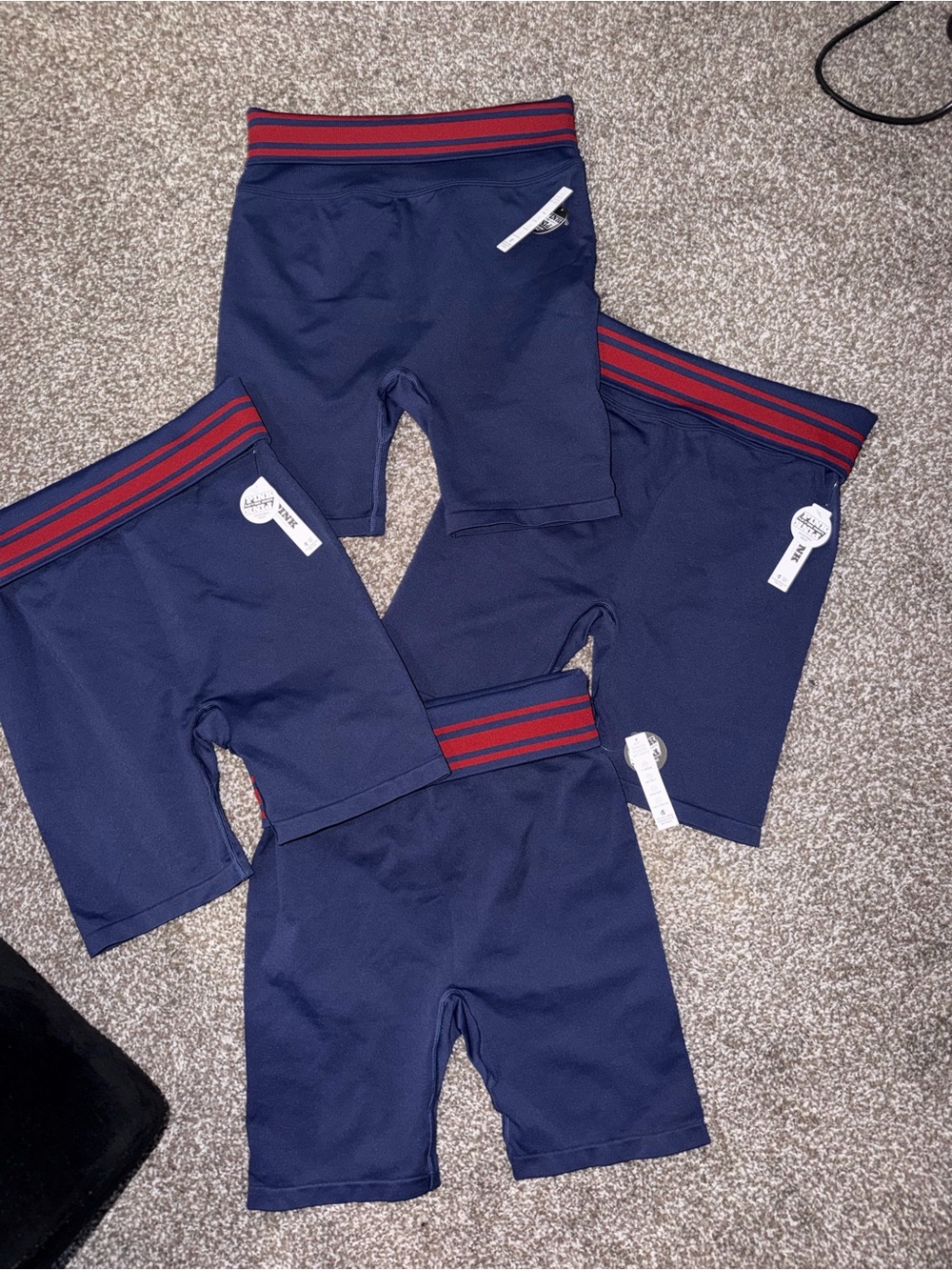 PINK Victoria's Secret Navy Bike Shorts with Red Stripe Waistband